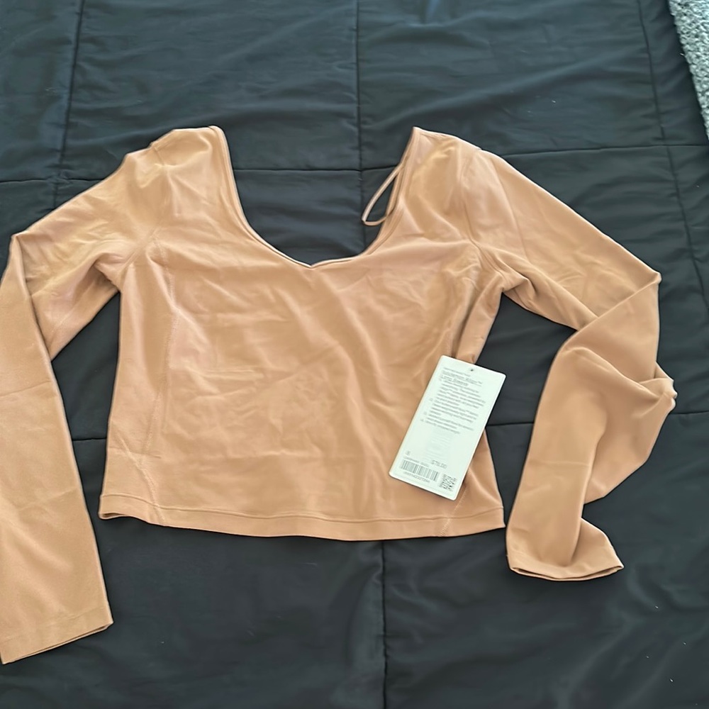 lululemon athletica Long Sleeve Scoop Neck Top in Tan